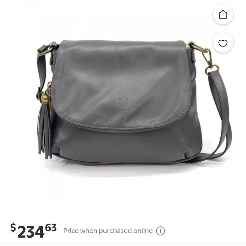 Gray Leather Crossbody Bag